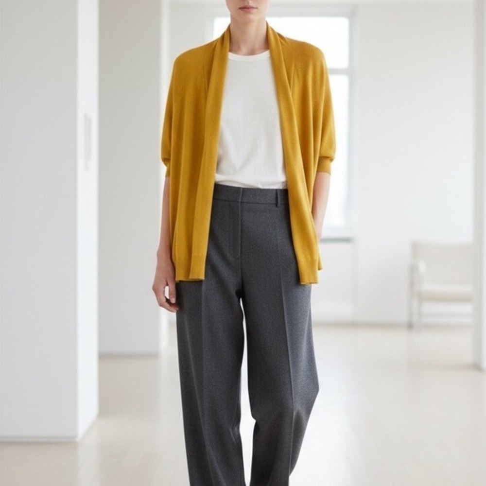 Eileen Fisher‎ Organic Cotton Short Sleeve Open Front Cardigan S Lagenlook